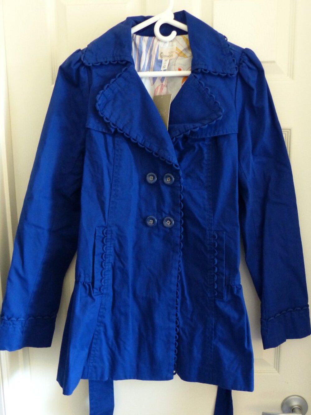 Anthropologie Blue Scalloped Peplum Jacket